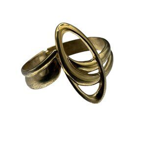Vintage Trifari Hinged Cuff Bangle Bracelet Gold Tone Signed